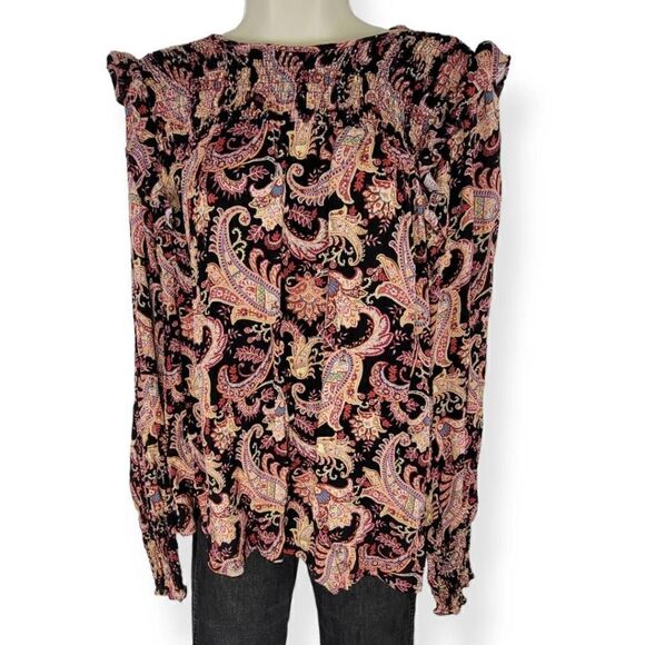 Knox Rose Long sleeve Smocked Blouse Large - Picture 1 of 5